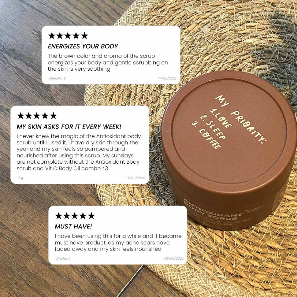 Antioxidant Body Scrub – Exfoliating & Hydrating Body Polish with Caffeine + Essential Oils