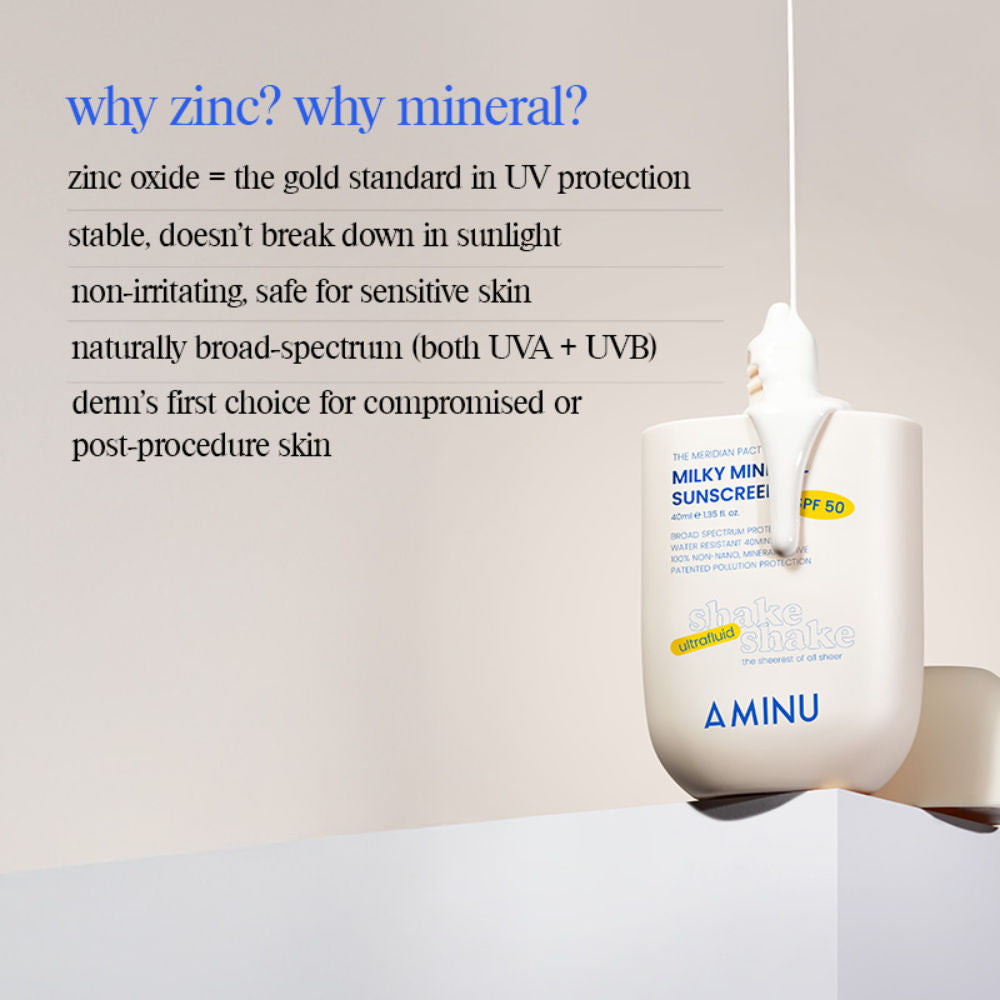 Milky Mineral Sunscreen SPF 50 PA++++, Zinc Oxide, No White Cast, Ultra-Fluid, Water Resistant