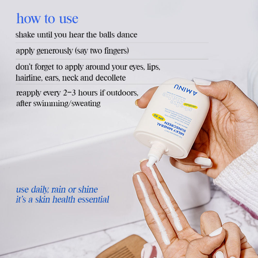Milky Mineral Sunscreen SPF 50 PA++++, Zinc Oxide, No White Cast, Ultra-Fluid, Water Resistant