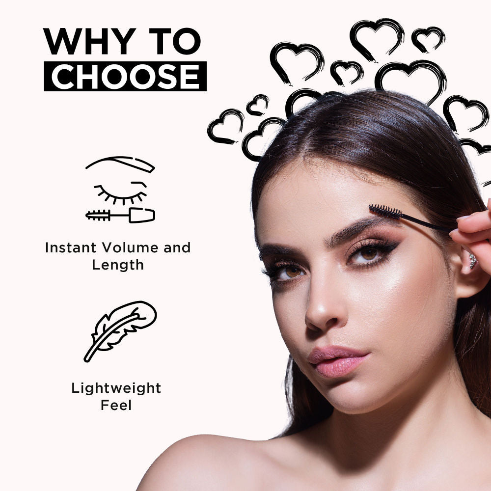 Boldgaze Waterproof Mascara for High Volume, Smudge-Proof & Highly Pigmented Very Black