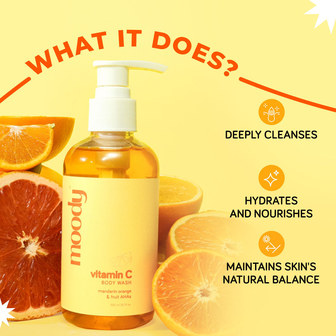 Vitamin C Body Wash With Fruit AHA's Grapefruit for Brighter Cleansed Skin Sulphate Free