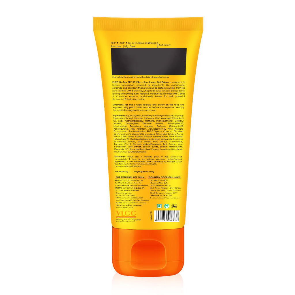 De Tan SPF 50 PA+++ Sunscreen Gel Cream