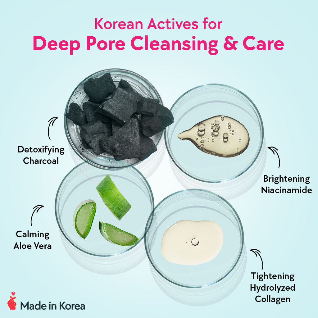 Korean Black Charcoal + Aloe Vera + Niacinamide Sheet Mask