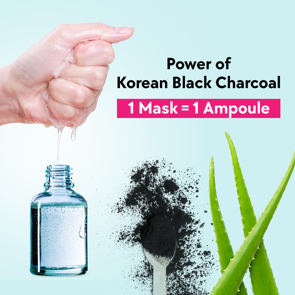 Korean Black Charcoal + Aloe Vera + Niacinamide Sheet Mask