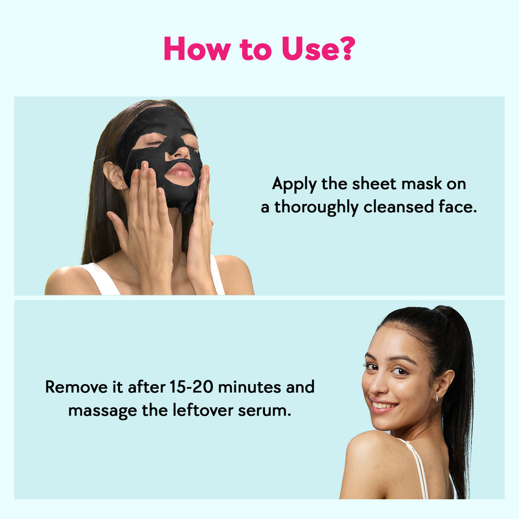 Korean Black Charcoal + Aloe Vera + Niacinamide Sheet Mask