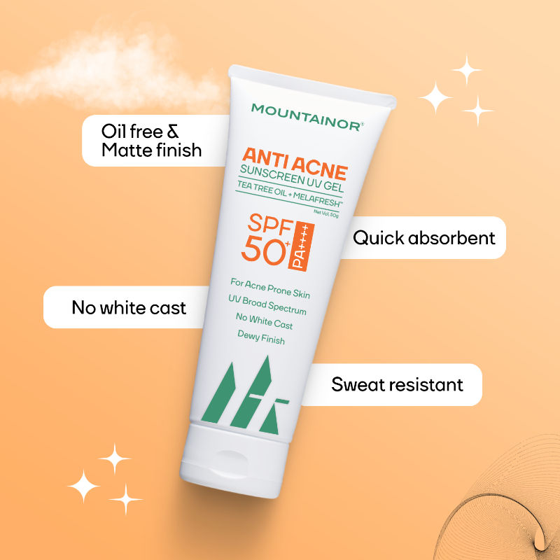 Sunscreen for Oily Skin, Anti Acne UV Face Gel SPF 50 PA++++ Glow, Matte & No White Cast