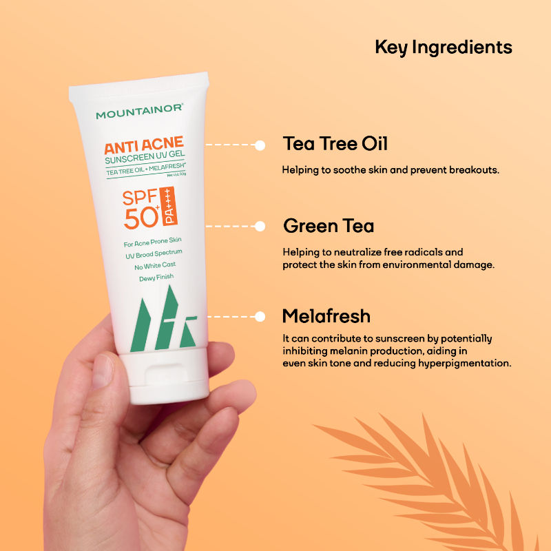 Sunscreen for Oily Skin, Anti Acne UV Face Gel SPF 50 PA++++ Glow, Matte & No White Cast
