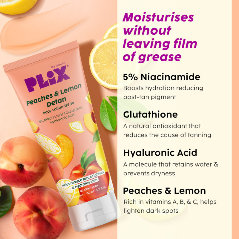 Peaches & Lemon Detan Body Lotion with SPF 30