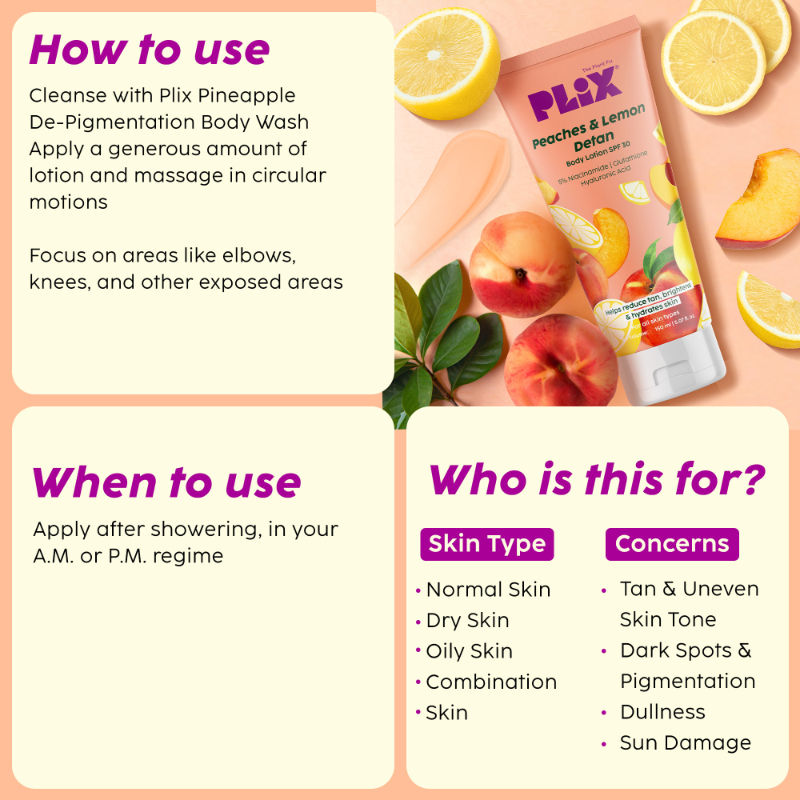 Peaches & Lemon Detan Body Lotion with SPF 30