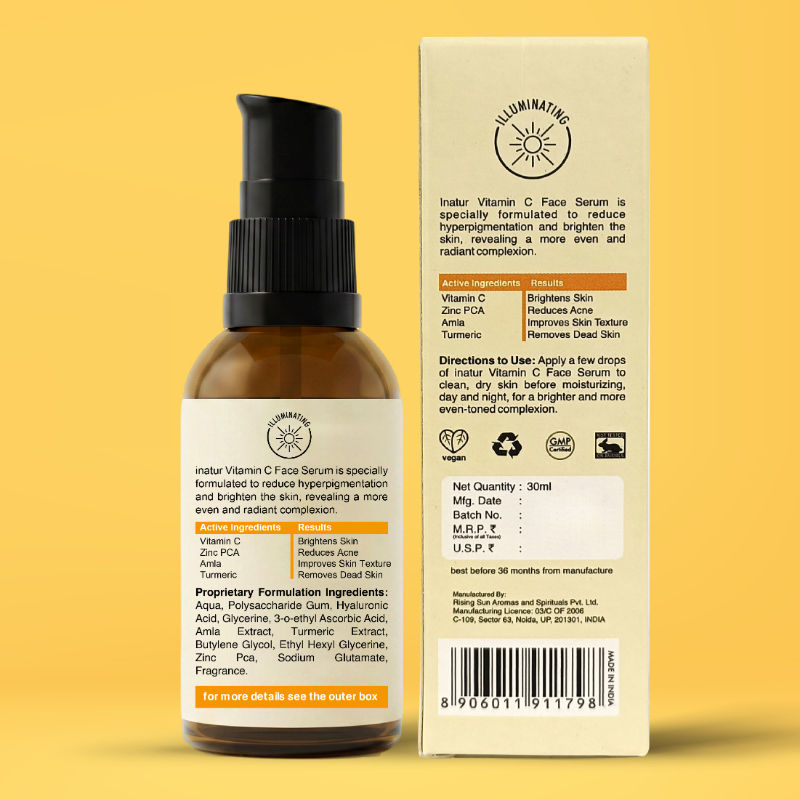Vitamin-C Serum with Hyaluronic Acid, Amla & Turmeric, Lightweight Formula for Glowing Skin