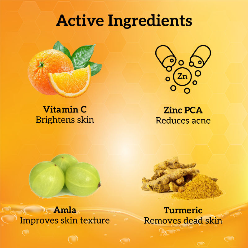 Vitamin-C Serum with Hyaluronic Acid, Amla & Turmeric, Lightweight Formula for Glowing Skin