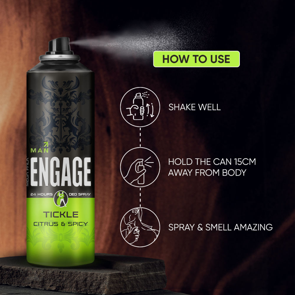 Tickle Deo Spray For Men, Citrus & Spicy, Skin Friendly, Long-Lasting