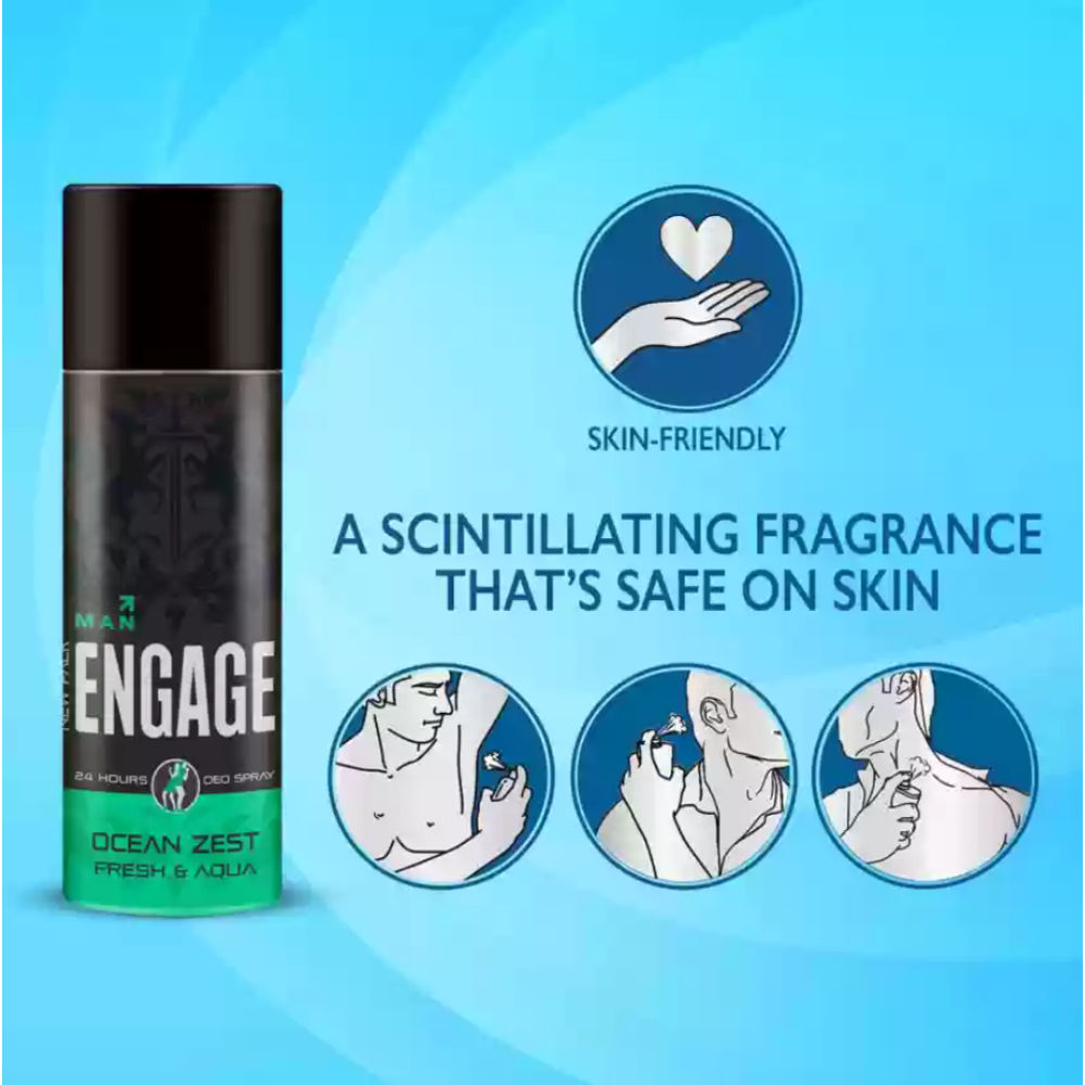 Ocean Zest Deodorant for Men, Citrus & Aqua, Skin Friendly, Long-Lasting