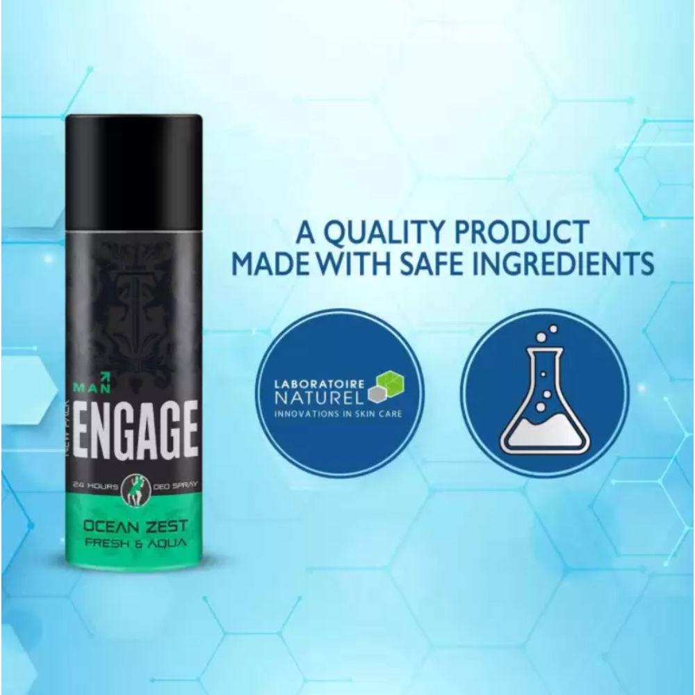 Ocean Zest Deodorant for Men, Citrus & Aqua, Skin Friendly, Long-Lasting