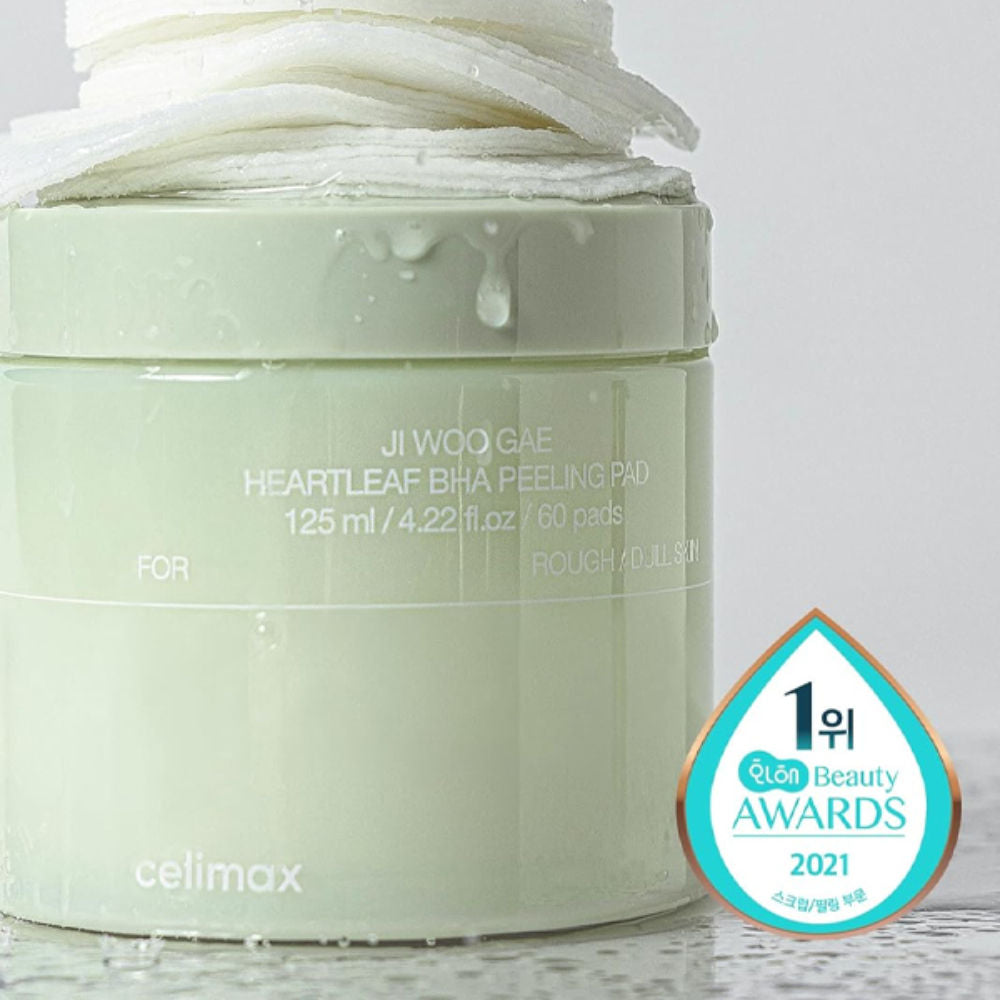 Ji Woo Gae Heartleaf BHA Peeling Pad, Exfoliates, Calms & Controls Sebum