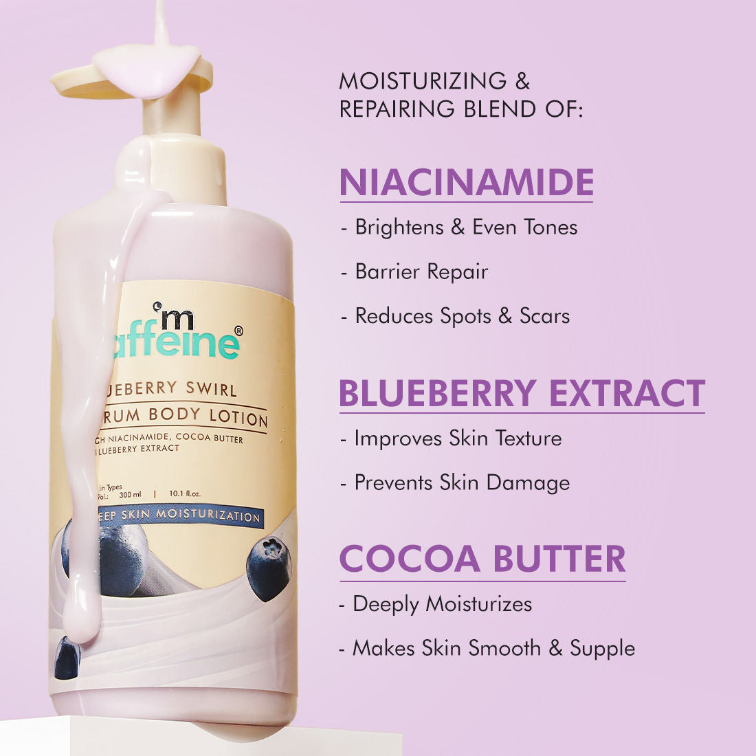Blueberry Swirl Serum Body Lotion 72 hrs Deep Moisturization With Niacinamide