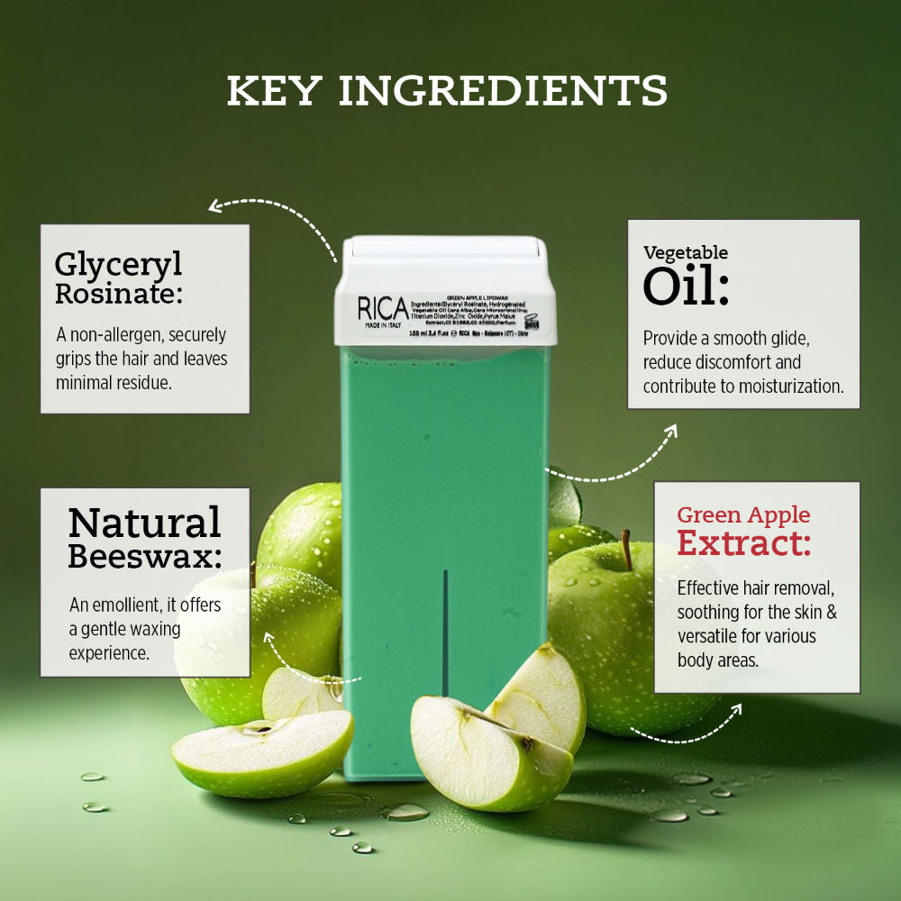 Green Apple Liposoluable Wax Refill For Sensitive Skin With Glyceryl Rosinate & Beeswax