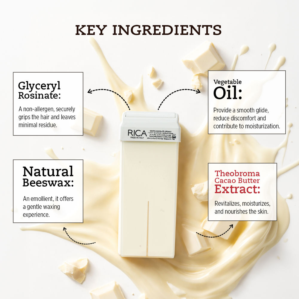 White Chocolate Liposoluable Wax Refill For Dry Skin With Glyceryl Rosinate & Natural Beeswax