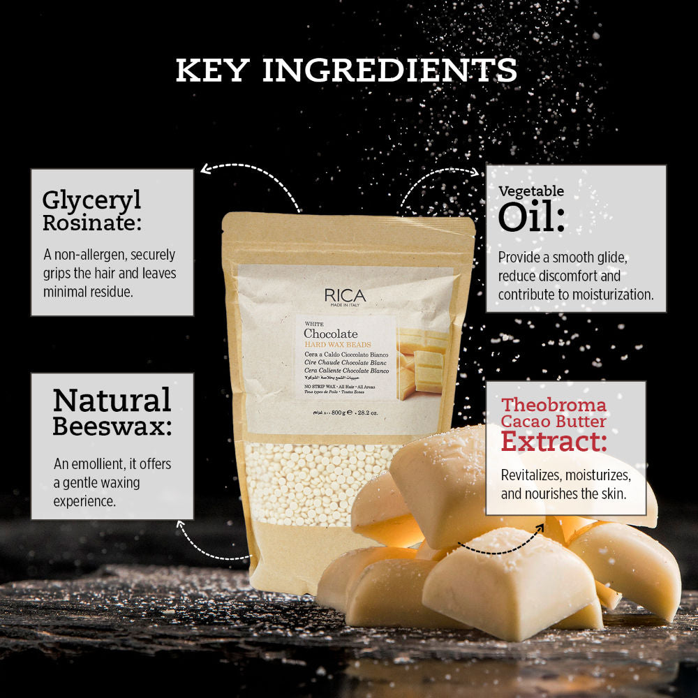 White Chocolate Beads Wax For Dry Skin With Glyceryl Rosinate & Cocoa Seed Butter