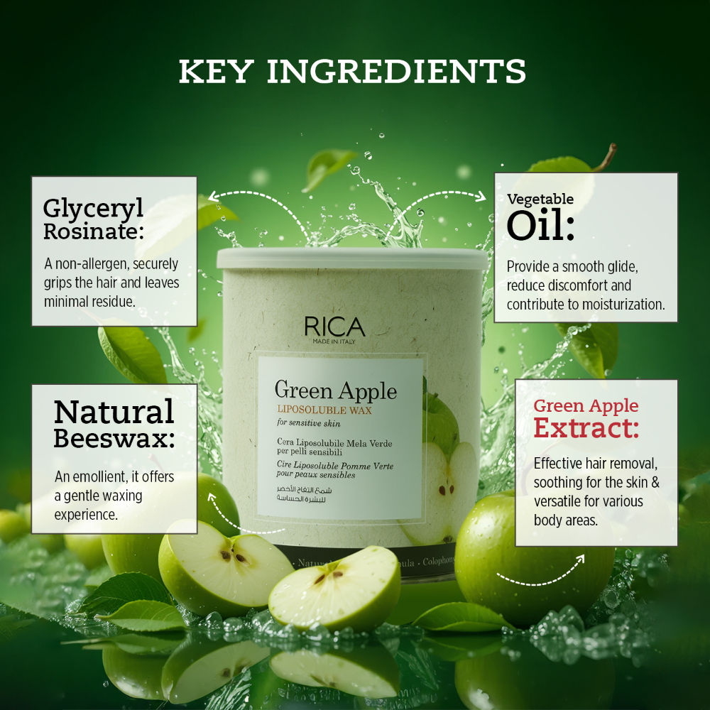 Green Apple Liposoluble Wax For Sensitive Skin With Glyceryl Rosinate & Natural Beeswax