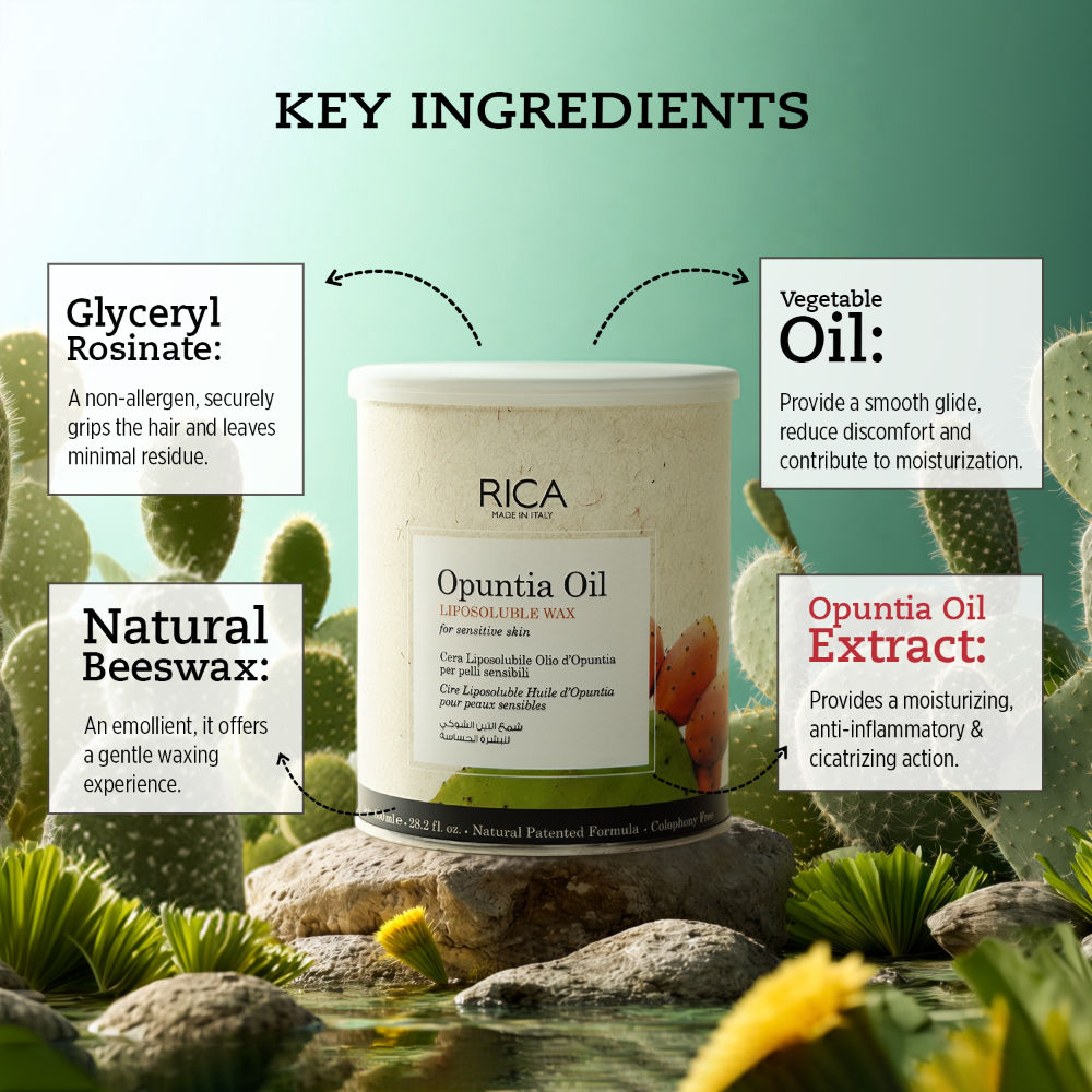 Opuntia Oil Liposoluble Wax For Sensitive Skin With Glyceryl Rosinate & Natural Beeswax