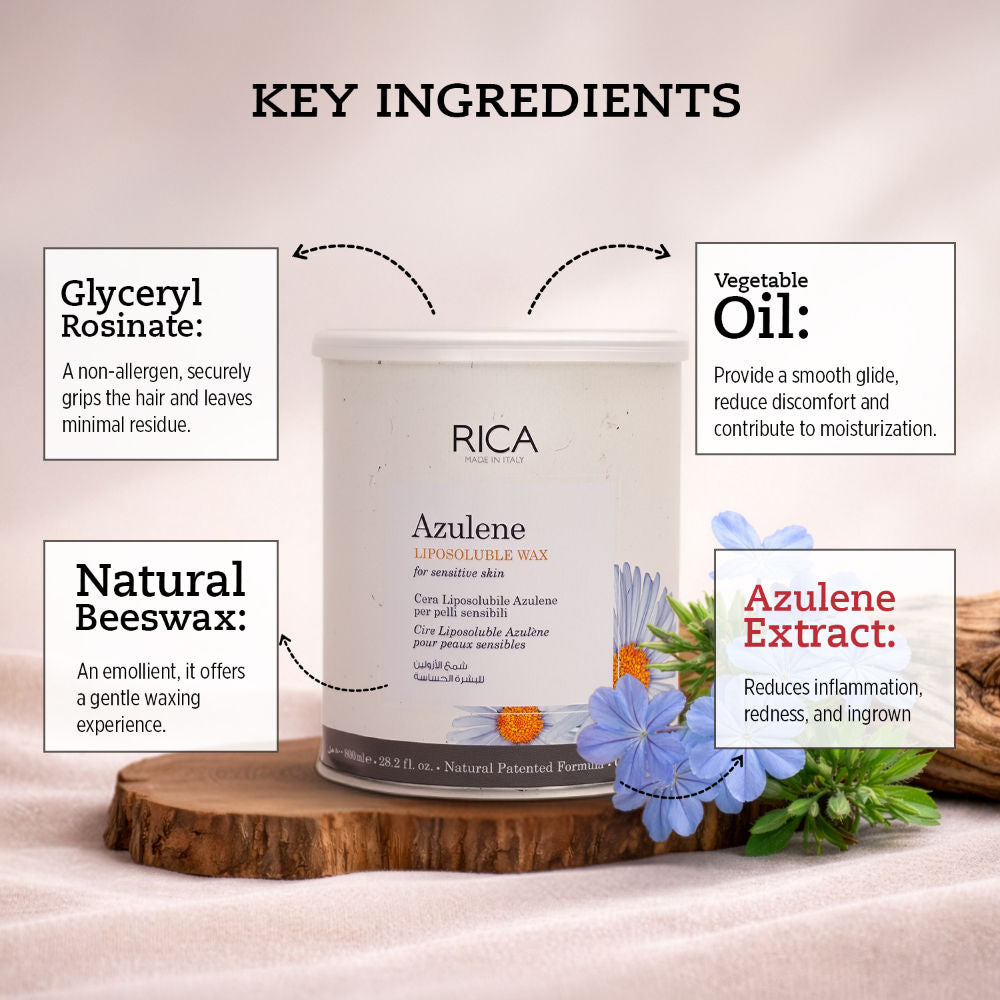Azulene Liposoluble Wax For Sensitive Skin With Glyceryl Rosinate & Natural Beeswax