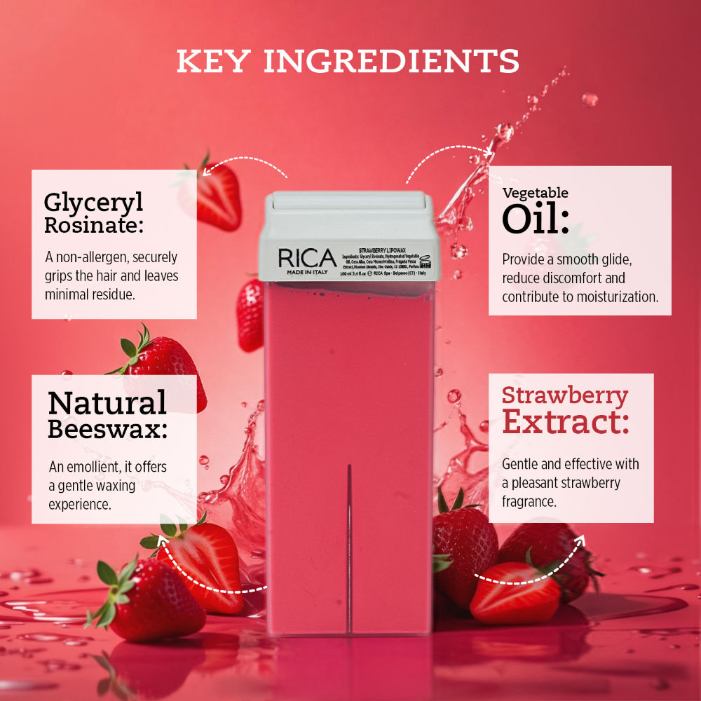 Strawberry Liposoluable Wax Refill For Dry Skin With Glyceryl Rosinate & Natural Beeswax