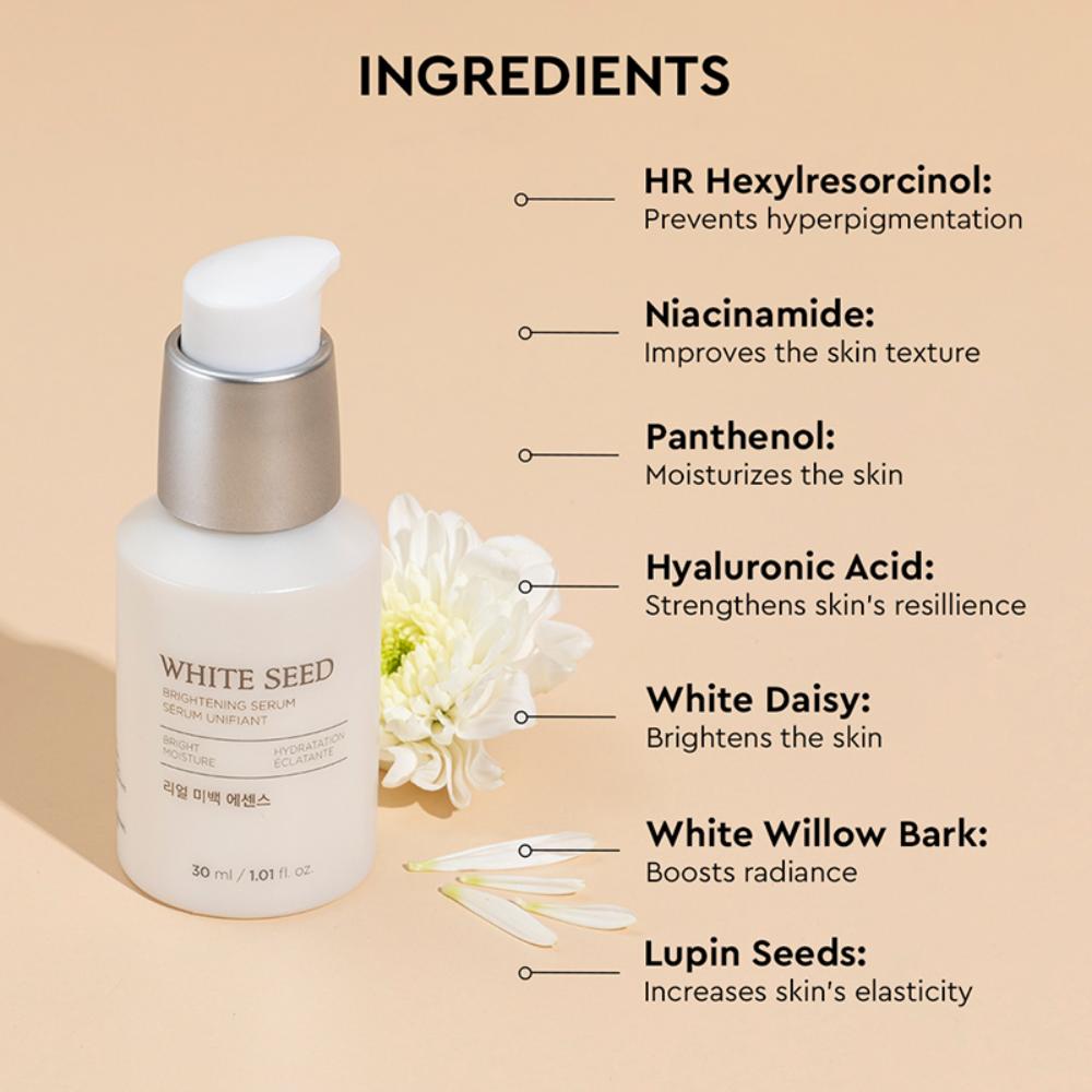 White Seed Serum With Niacinamide & Hyaluronic Acid, Fights Dullness & Blemishes
