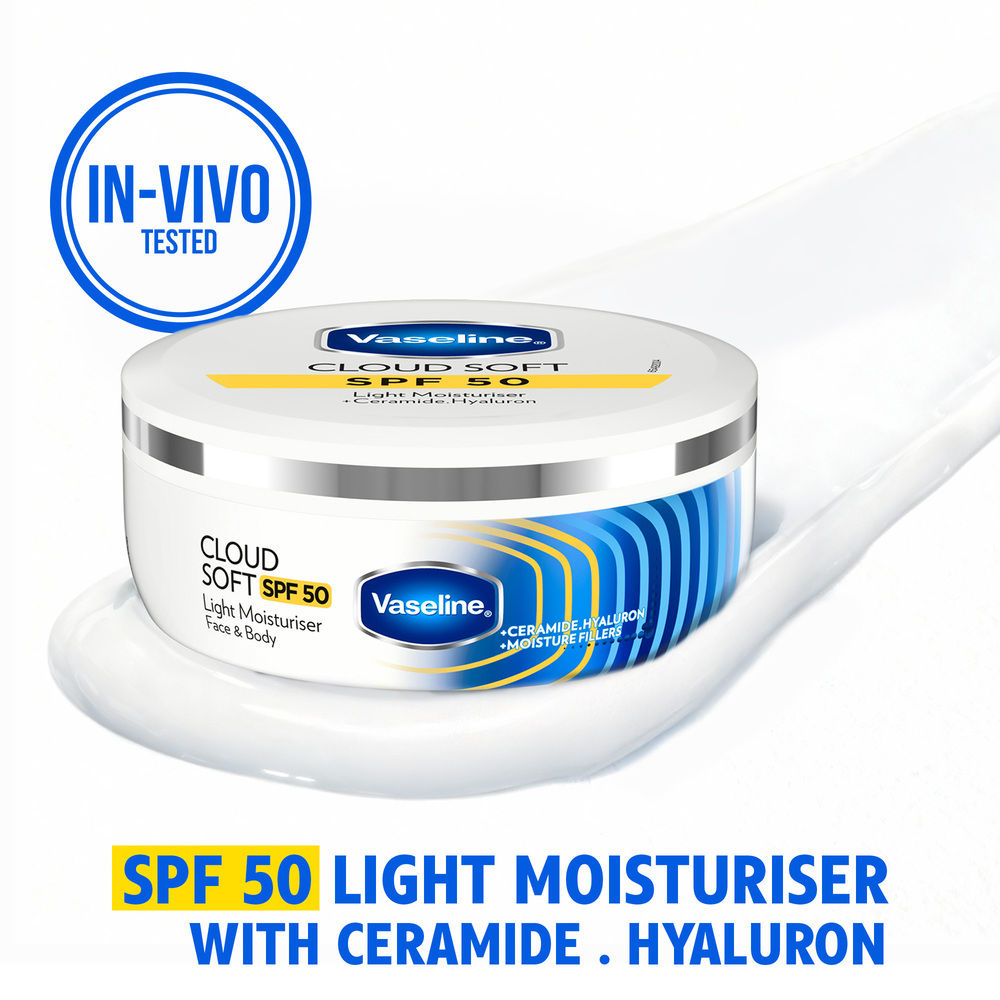 Cloud Soft SPF 50 Light Moisturiser with Ceramides & Hyaluron for Non-Sticky Hydration