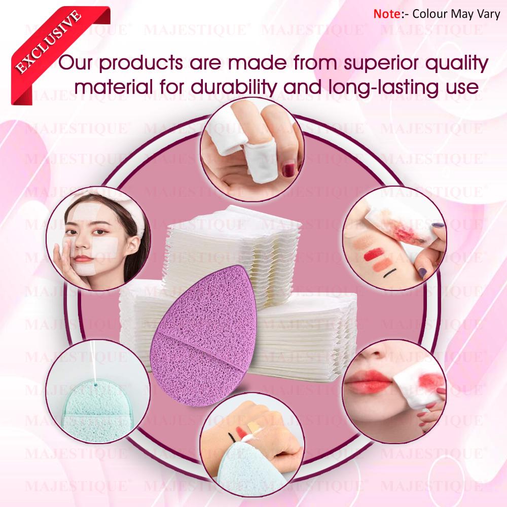 Cotton Face Pads with Reusable Sponge for Daily Makeup Removal - Color May Vary