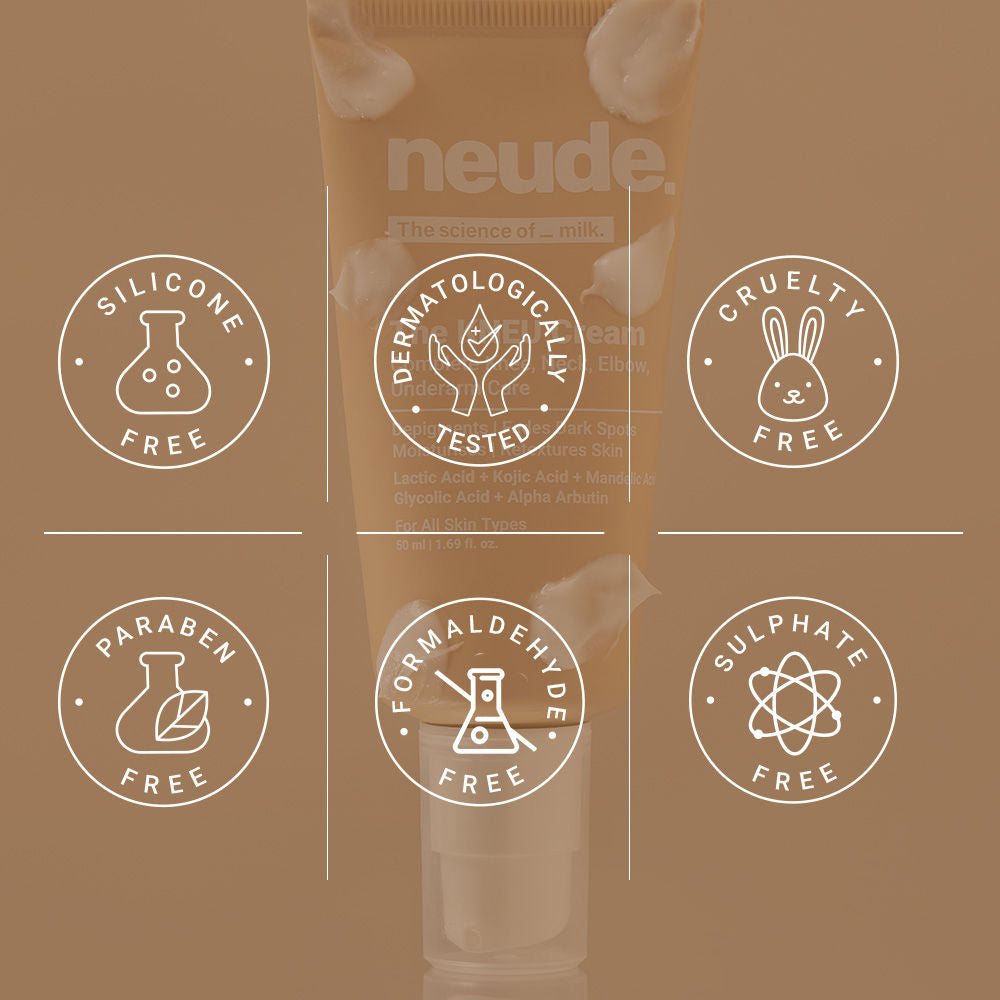Knee, Neck, Elbow & Underarm Depigmentation Cream with Lactic, Kojic and Glycolic Acid