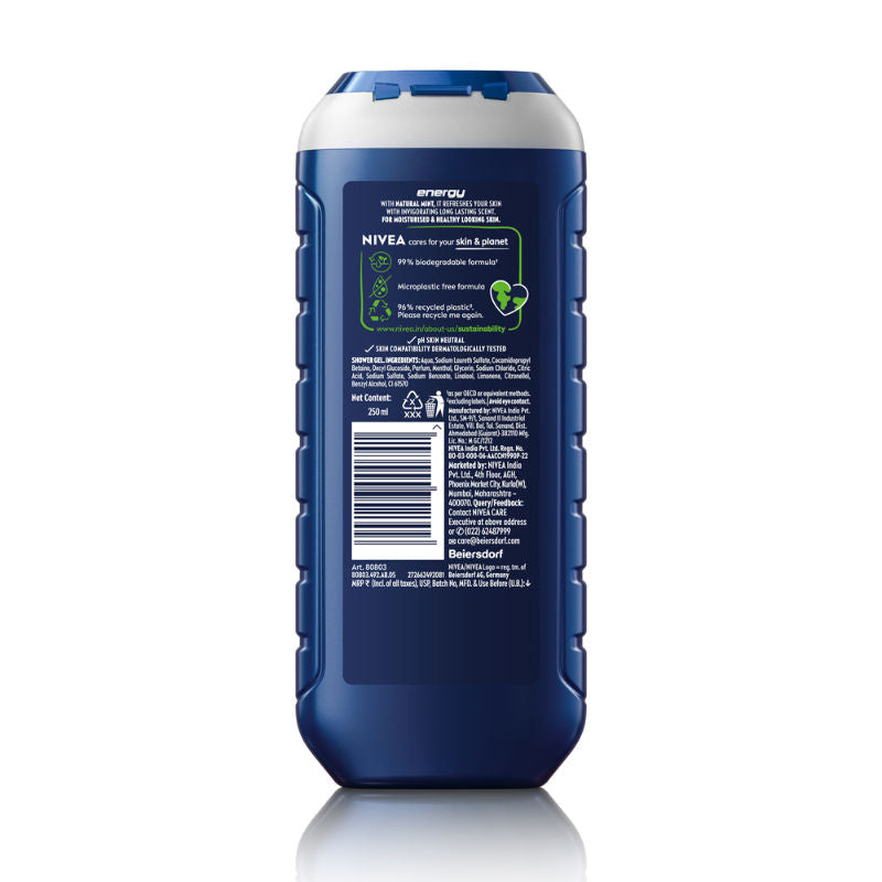MEN Body Wash, Energy with Mint Extracts, Shower Gel for Body, Face & Hair