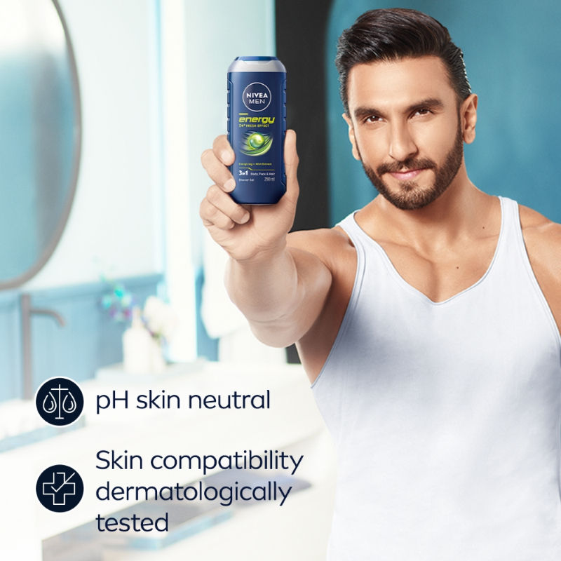MEN Body Wash, Energy with Mint Extracts, Shower Gel for Body, Face & Hair