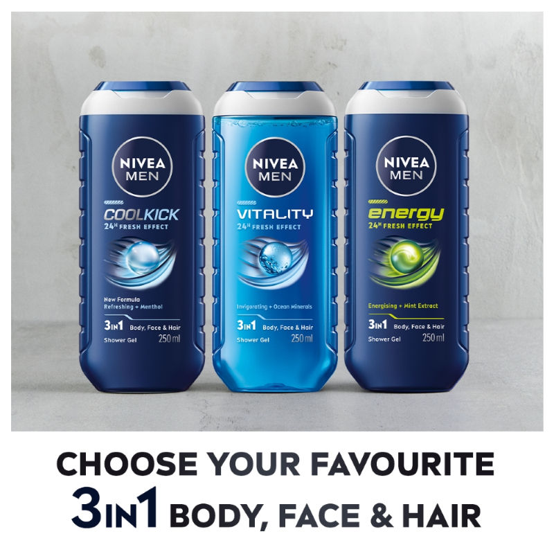MEN Body Wash, Energy with Mint Extracts, Shower Gel for Body, Face & Hair