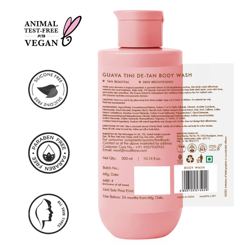1% Glycolic Acid Detan Body Wash, 5% Niacinamide-Kojic Acid Reduces Dark Spots & Brightens