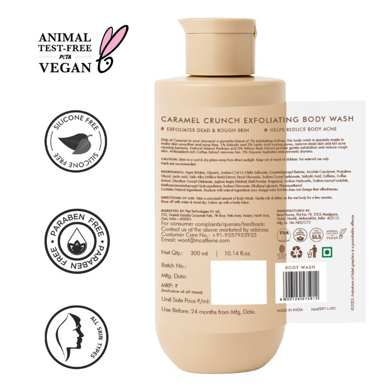 7% Exfoliating Body Wash- 1% Salicylic 2% Lactic Acid | Shower Gel to Reduce Body Acne