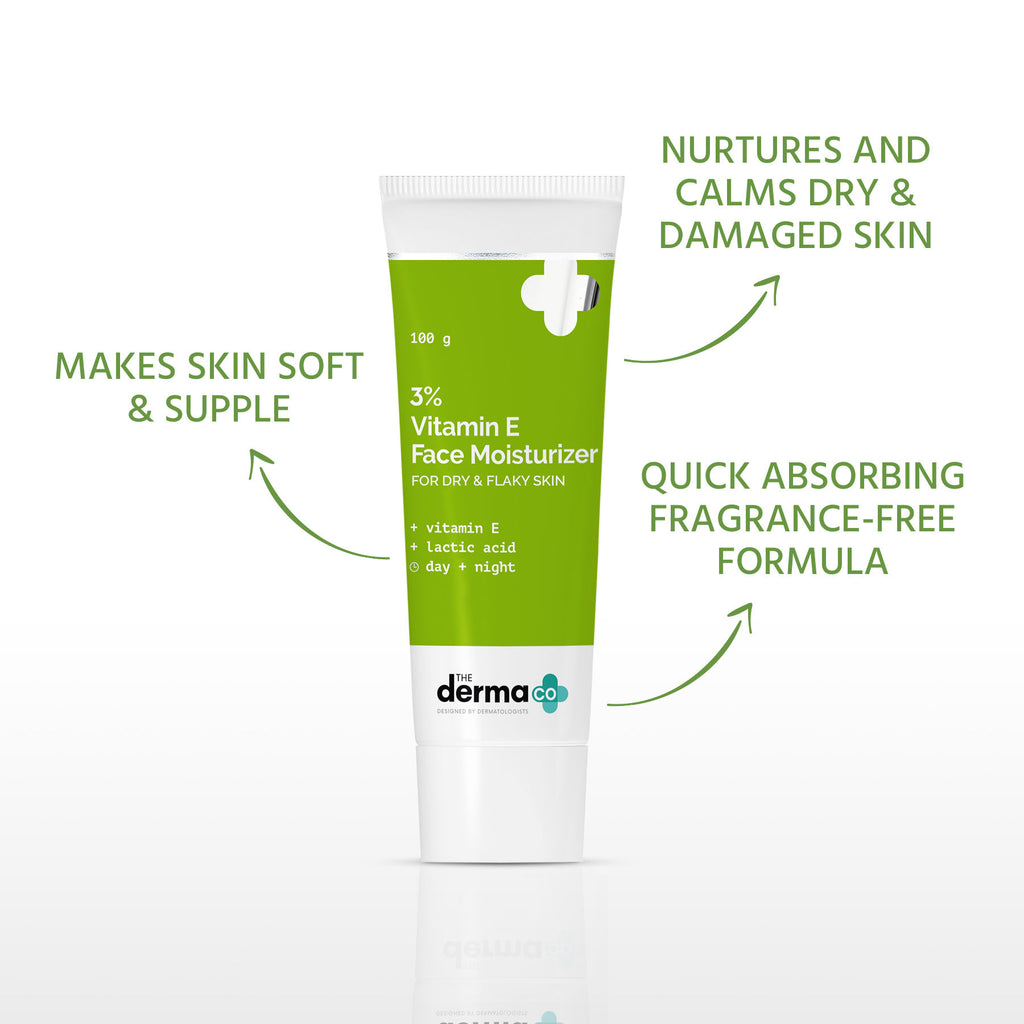 3% Vitamin E Face Moisturizer With Vitamin E & Lactic Acid For Dry & Flaky Skin Day+Night
