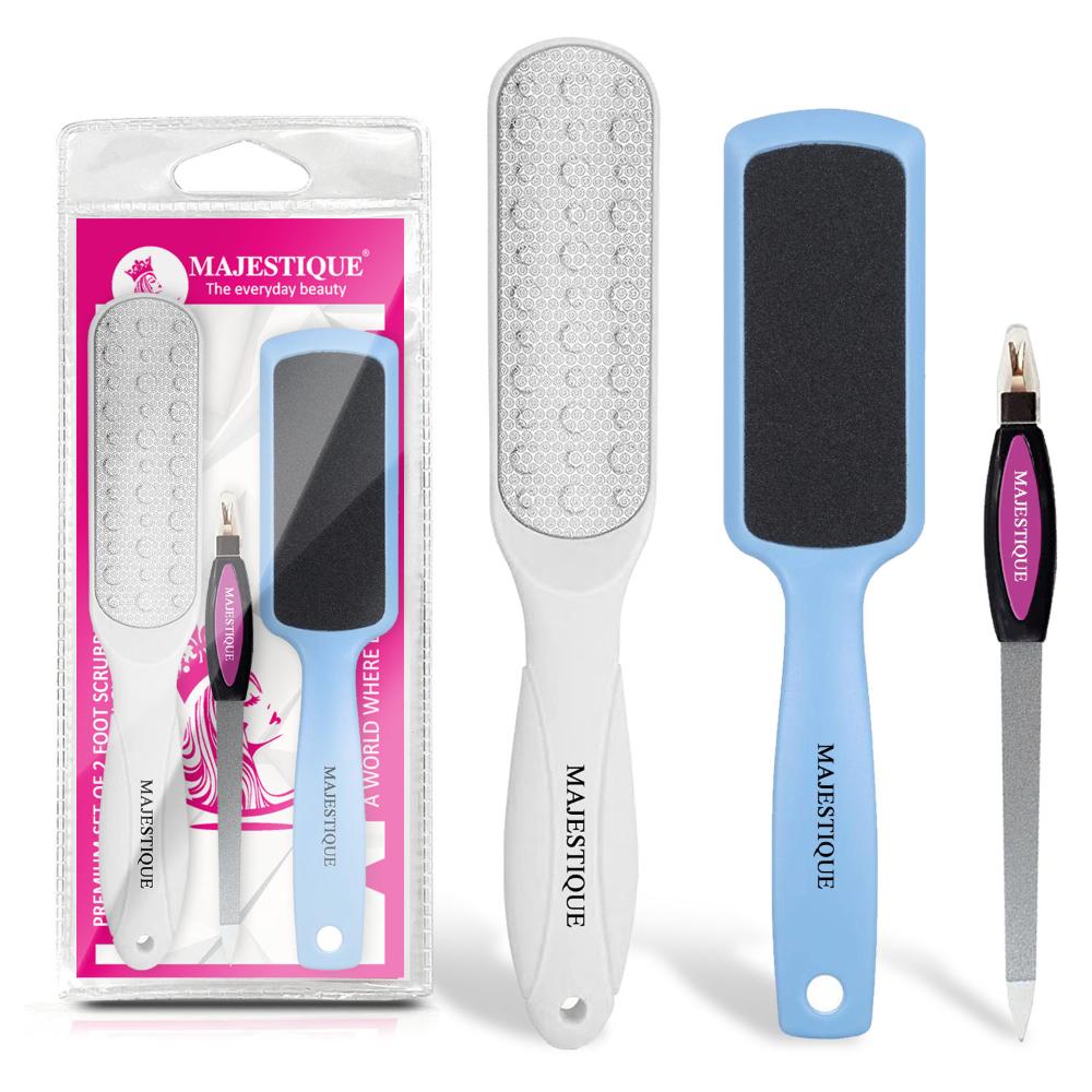 Double-Sided Foot Scrubber Set With Nail Filer