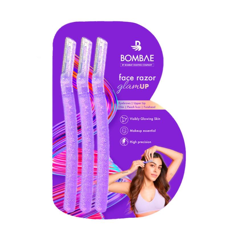 Glamup Face And Eyebrow Facial Hair Remover-Painless Glitter Razor For Beauty Makeup-3 Pack