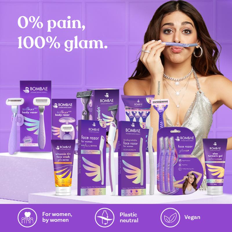 Glamup Face And Eyebrow Facial Hair Remover-Painless Glitter Razor For Beauty Makeup-3 Pack
