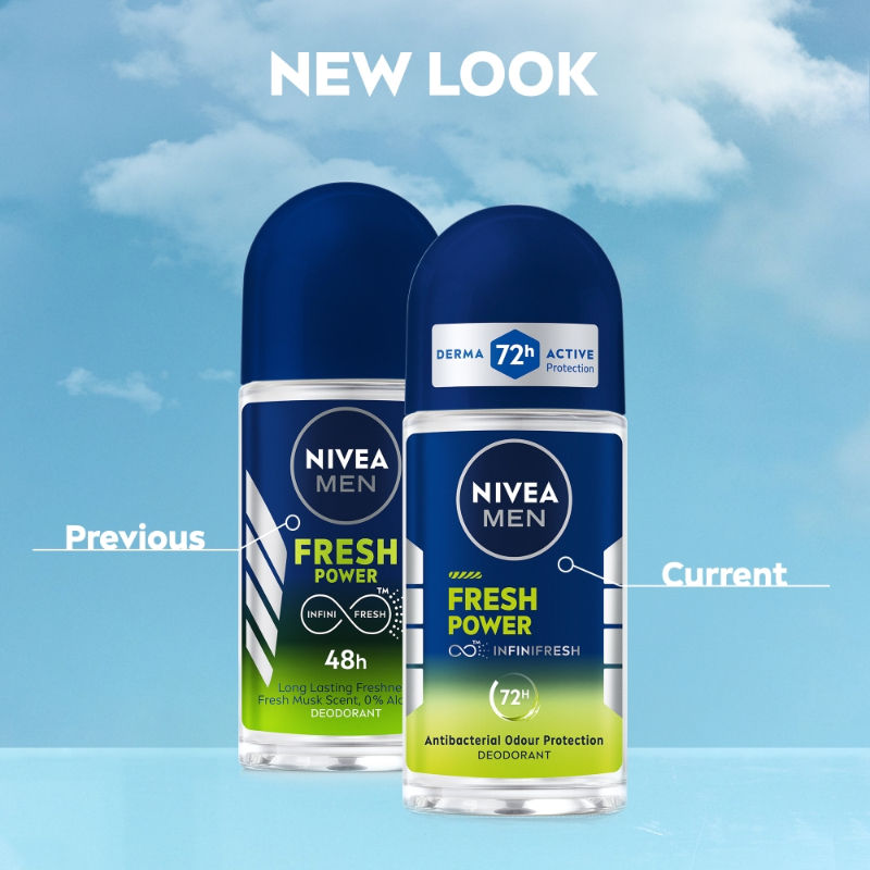 MEN Deodorant Roll On- Fresh Power- 72h Long lasting Freshness with Fresh Musk Scent