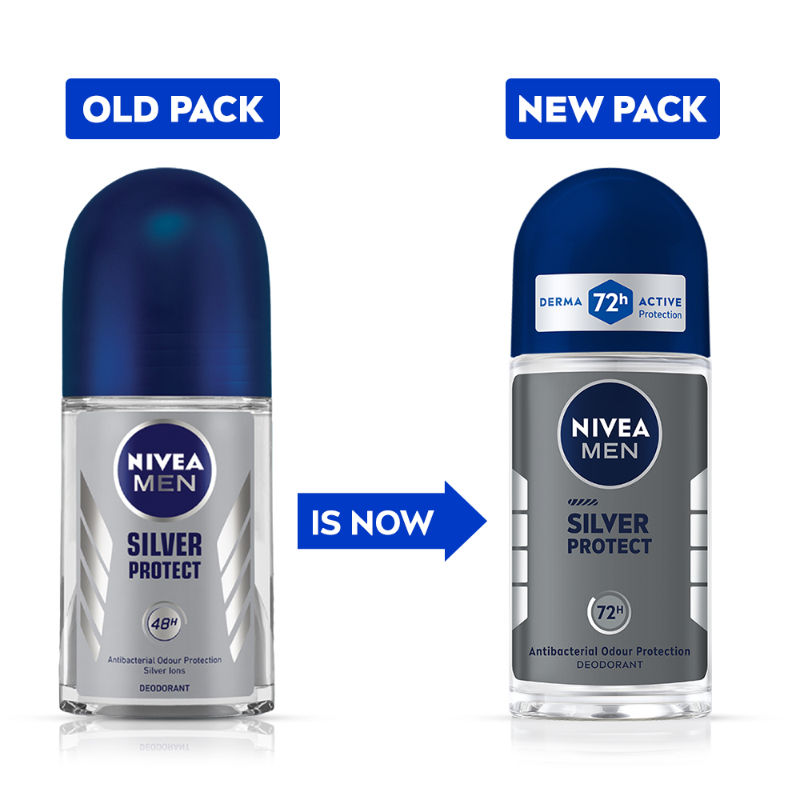 Men Deodorant Roll On - Silver Protect - Antibacterial Odour Protection For 72H Freshness