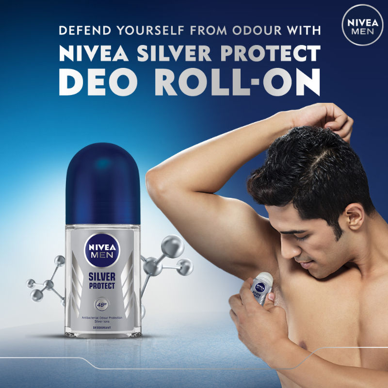 Men Deodorant Roll On - Silver Protect - Antibacterial Odour Protection For 72H Freshness