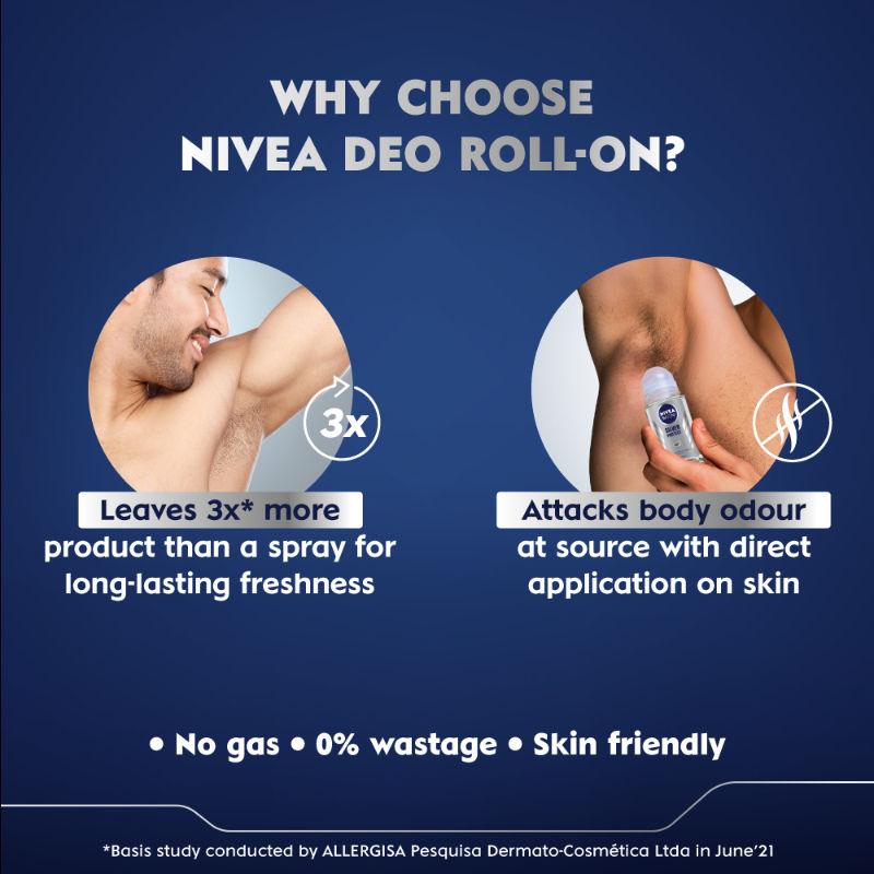 Men Deodorant Roll On - Silver Protect - Antibacterial Odour Protection For 72H Freshness