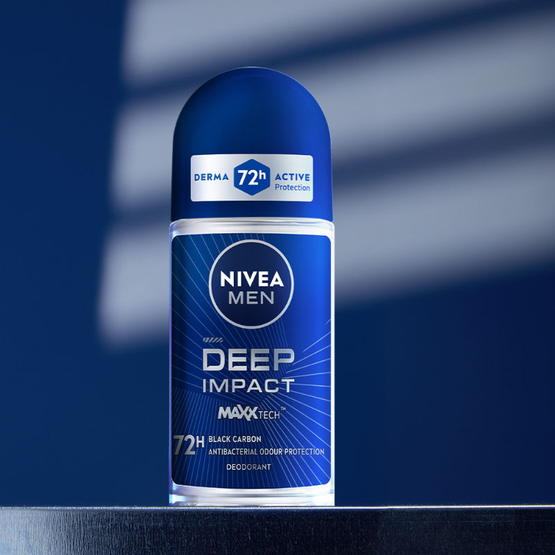 Men Deodorant Roll On Deep Impact Maxx Tech Freshness Black Carbon 72H Anti Perspirant Freshness