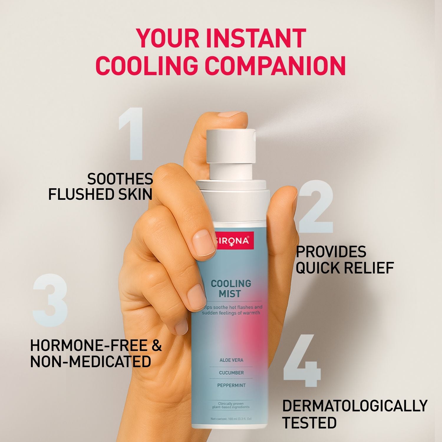 Natural Menopause Cooling Mist Spray For Instant Relief From Hot Flashes & Night Sweats