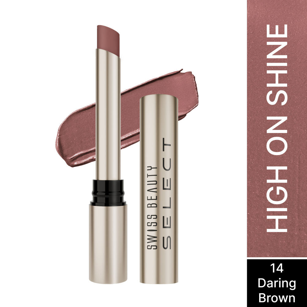 Select High On Shine Lipstick - Daring Brown