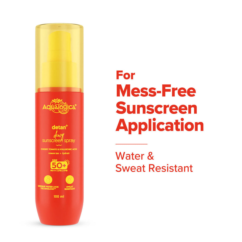 Detan+ Dewy Sunscreen Spray Spf 50+ Pa++++ Oxybenzone Free For All Skin Types