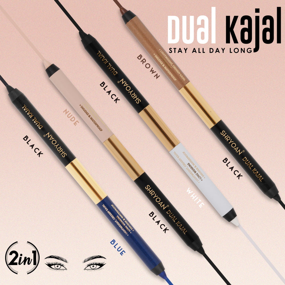 Shimmery Dual Kajal with Sharpener - Black-Brown