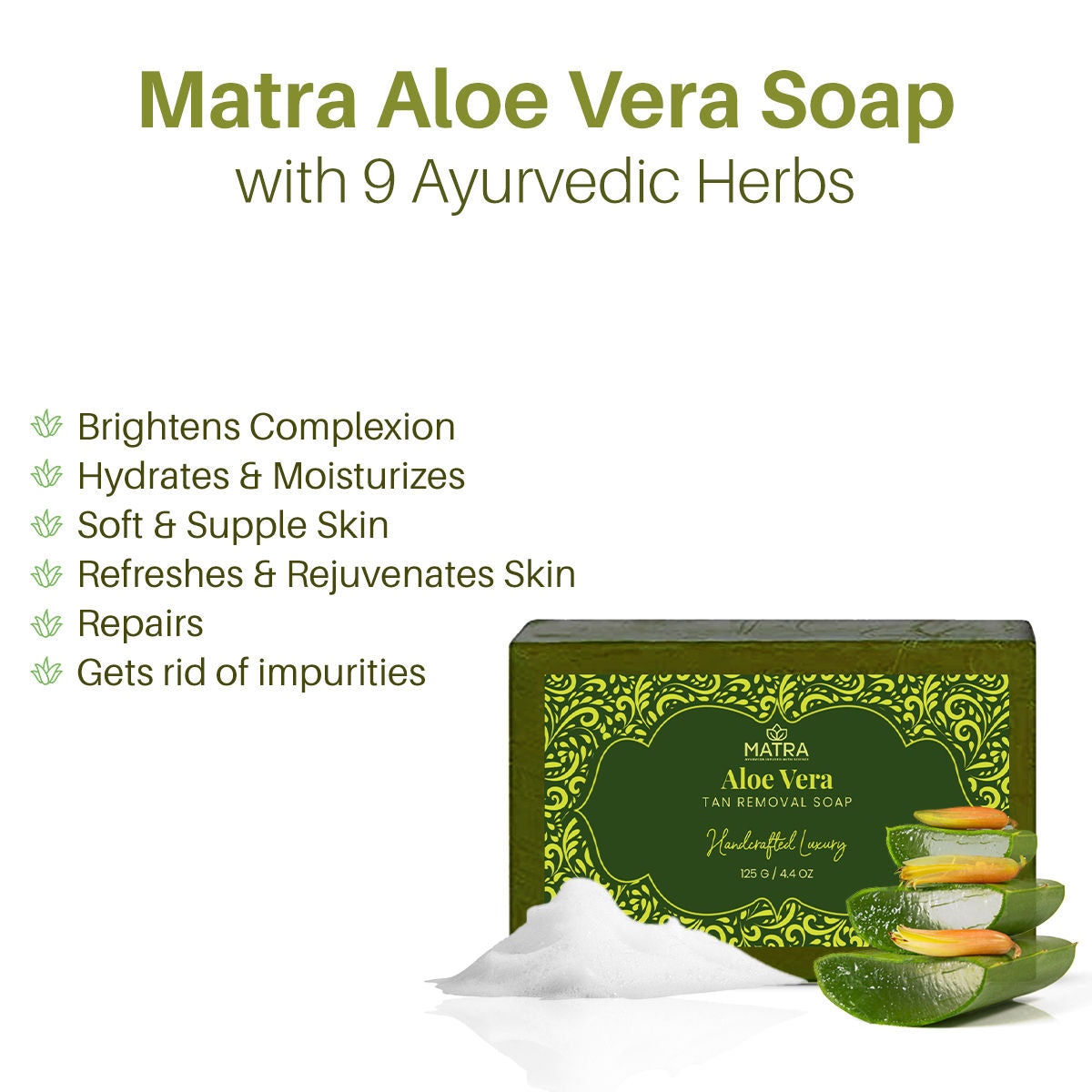 Aloe Vera Natural Hanmade Soap Bathing Bar With Turmeric, Amla And Neem